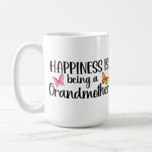 Taza De Café La felicidad es ser una mariposa abuela materna