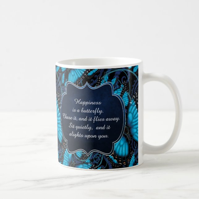 Taza De Café La felicidad es una mariposa: Mariposa azul de (Derecha)