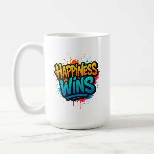 Taza De Café La felicidad gana el diseño del graffiti (Izquierda)