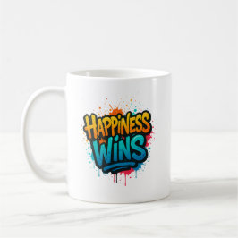 Taza De Café La felicidad gana el diseño del graffiti