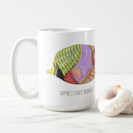 Taza De Café La felicidad llega en las olas de peces