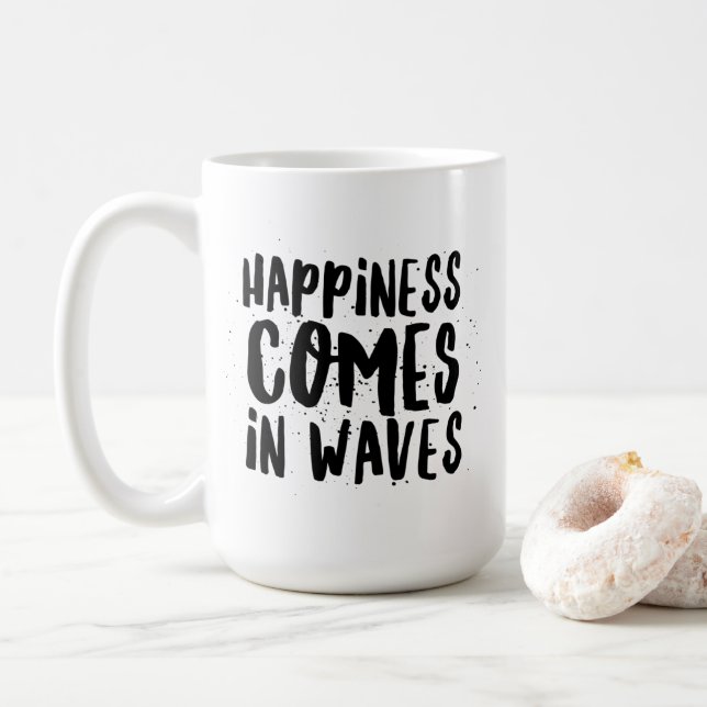 Taza De Café La felicidad llega en las olas Pura Vida Shaka (Con donut)
