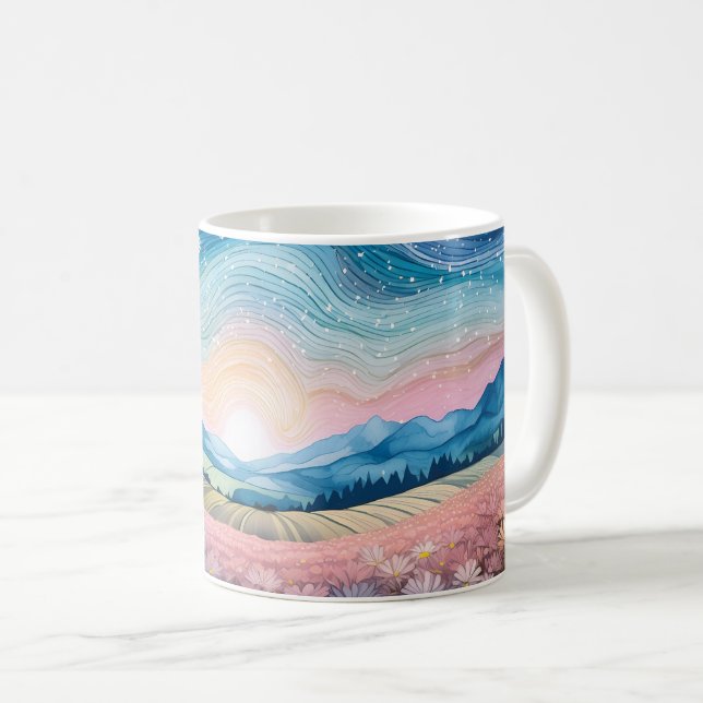Taza De Café La felicidad rosa del paisaje (Anverso derecho)