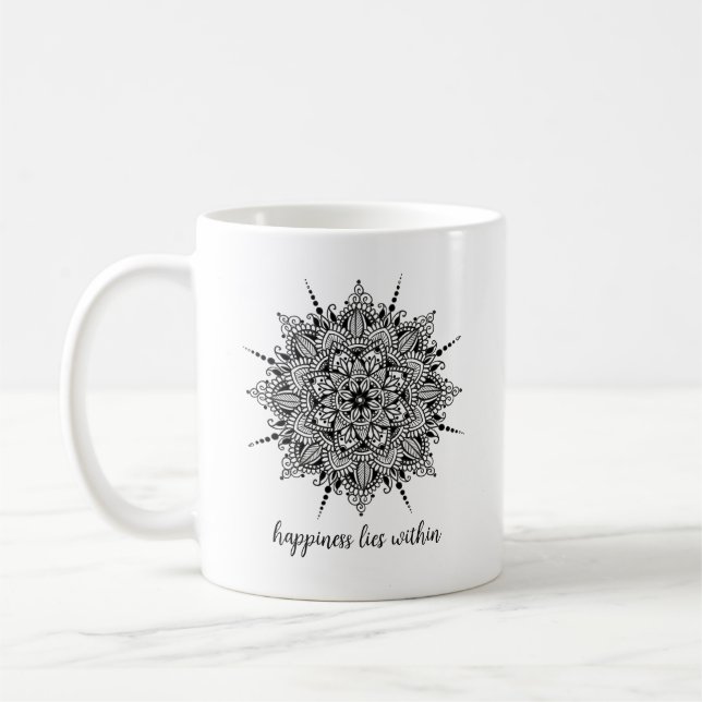 Taza De Café La felicidad yace dentro del café Mandala o tae (Izquierda)
