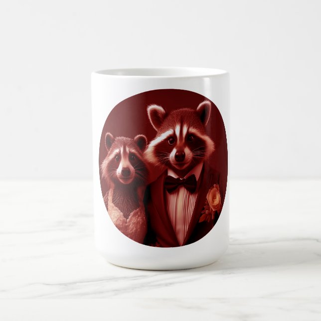 Taza De Café La feliz pareja Sr. y Sra. Mapache (Centro)