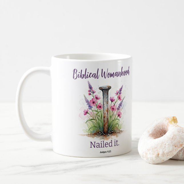 Taza De Café La feminidad bíblica Jael Escritura Inspiradora (Con donut)