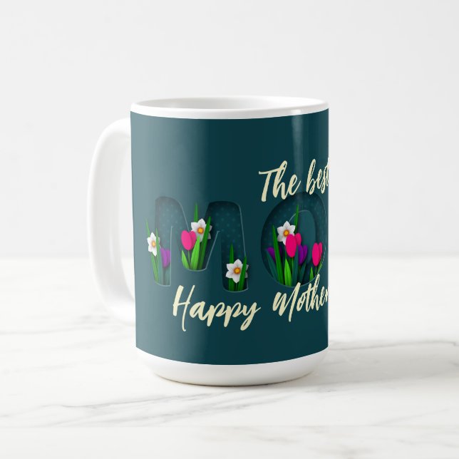 Taza De Café La flor del día de la madre tema elegante (Anverso izquierdo)