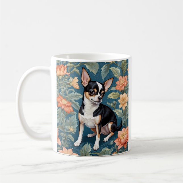 Taza De Café La floral inspirada por el cute chihuahua William  (Izquierda)