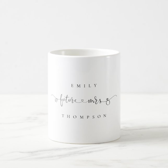 Taza De Café La futura señora Name Heart Ring Bride to Be (Centro)