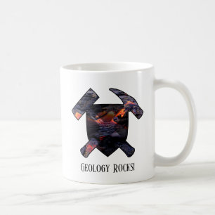 Taza De Café "La geología es genial" logotipo de martillo con f