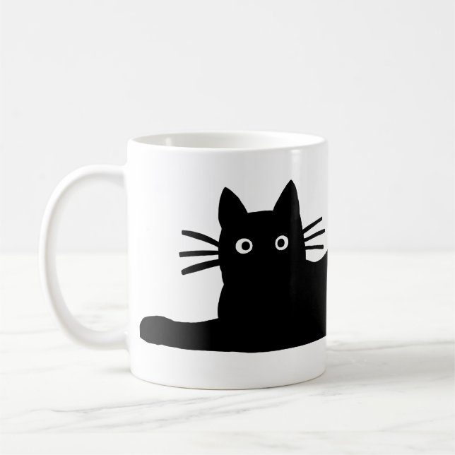 Taza De Café La gracia del amante de la felina gata negro de Gu (Izquierda)