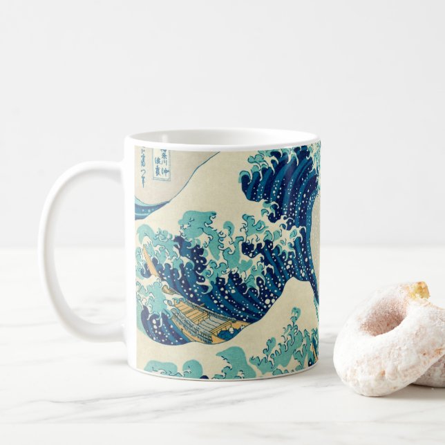 Taza De Café La gran ola de Kanagawa - Hokusai (Con donut)