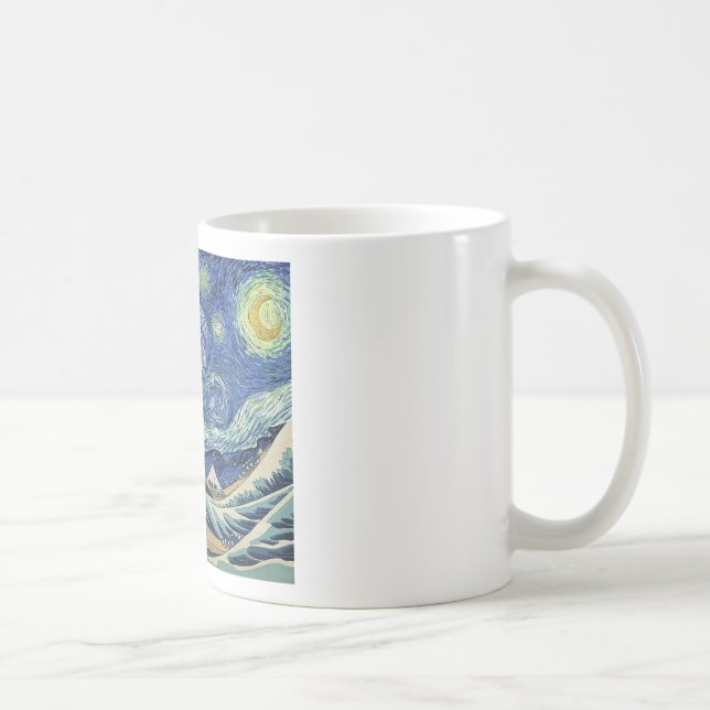 Taza De Café La gran onda de Kanagawa - la noche estrellada (Derecha)