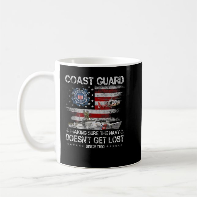 Taza De Café La Guardia Costera Veterana camiseta USCG Bandera  (Izquierda)