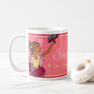 Taza De Café La hija Ballerina estrella rosada y chica oscuro