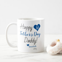 Taza De Café La hija del primer día del padre, el corazón azul