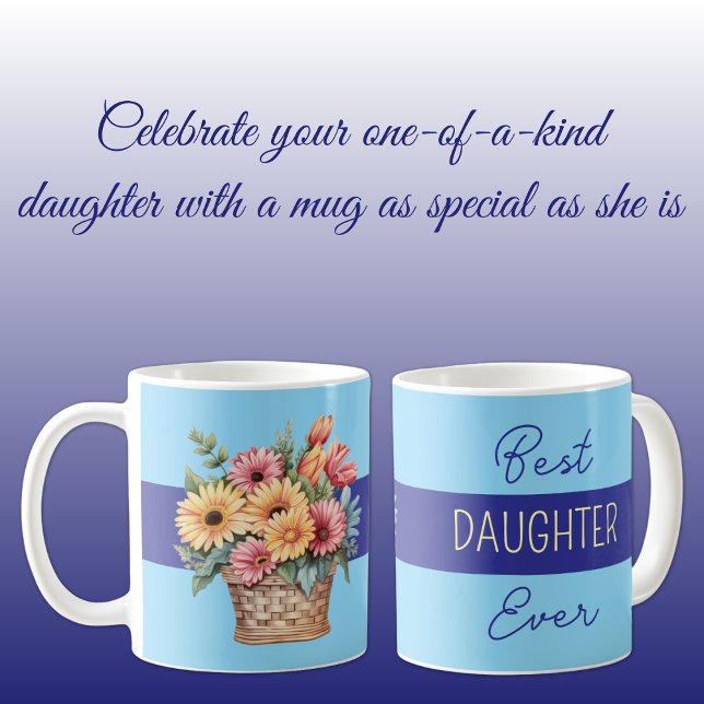 Taza De Café La hija nunca gerbera flores azul (Subido por el creador)