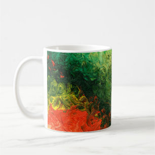 Taza De Café la imagen pintada de aceite. dolor de fondo de ace