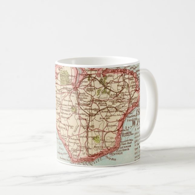 Taza De Café La Isla de Wight Map Mug (Anverso derecho)