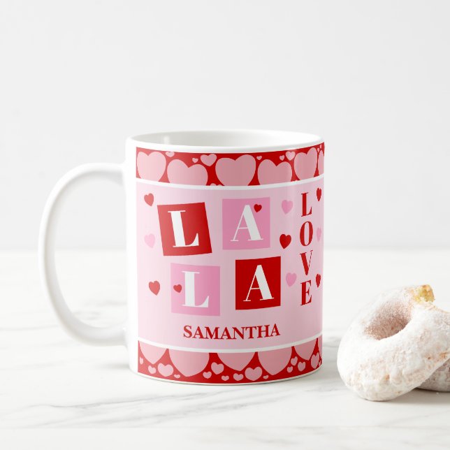 Taza De Café La La Love Valentine’s Day Personalized Mug (Con donut)