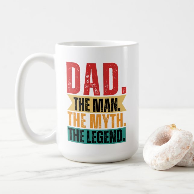 Taza De Café La leyenda del mito del padre retro gracioso angus (Con donut)