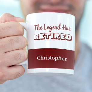 Taza De Café La leyenda ha retirado el retiro rojo y blanco