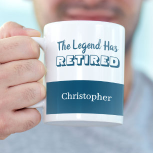 Taza De Café La Leyenda Se Ha Retirado Azul Blanco Jubilación