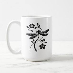 Taza De Café La libélula elegante y la flor