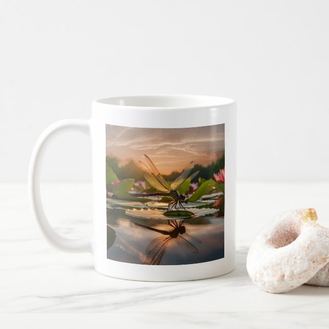 Taza De Café La libélula en la naturaleza (Con donut)