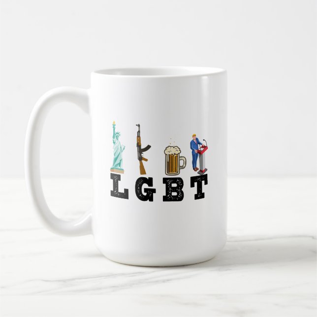 Taza De Café La libertad LGBT arma cerveza Trump regalo polític (Izquierda)