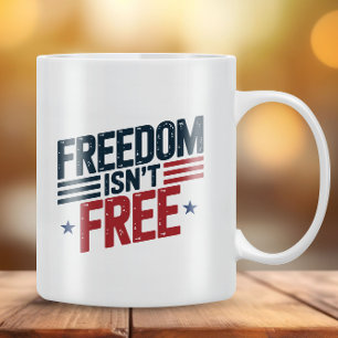 Taza De Café La Libertad No Es Gratuita- Diseño Patriótico Rojo