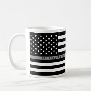 Taza De Café La línea gris fina correccional bandera americana