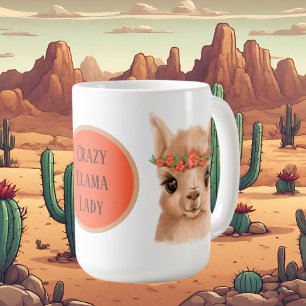 Taza De Café La loca dama de llama agrega texto