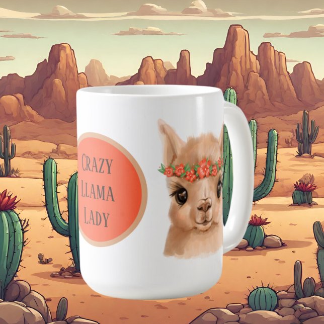 Taza De Café La loca dama de llama agrega texto (Subido por el creador)