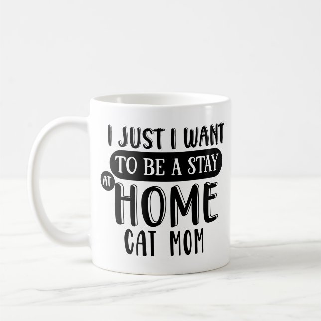 Taza De Café La loca dama del gato | Quédate en casa, Cat Mom H (Izquierda)