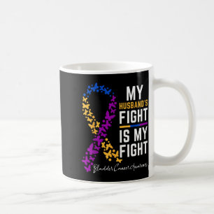 Taza De Café La lucha de mi esposo es mi lucha adorable cáncer