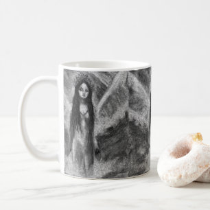 Taza De Café La Luna Dark Angel Fairy Goth Woman Arte Original