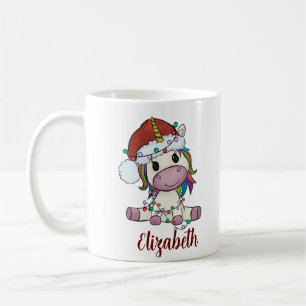Taza De Café La luz de los graciosos Navidades de unicornio