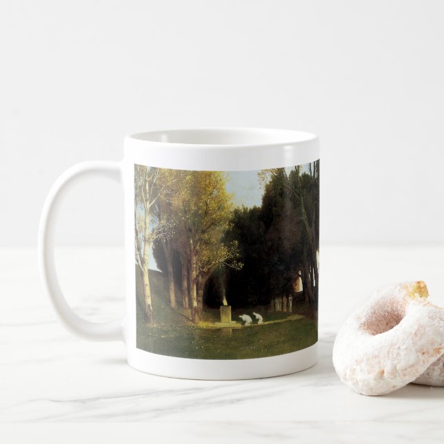 Taza De Café La madera sagrada de Arnold Bocklin, arte vintage (Con donut)