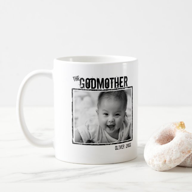 Taza De Café La madre de Dios | Foto y nombre personalizados (Con donut)