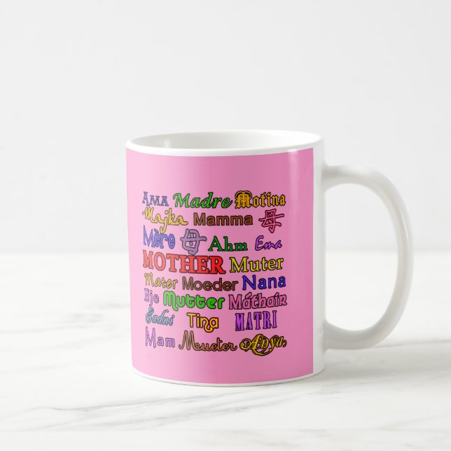 Taza De Café La madre de la palabra en muchas idiomas (Derecha)