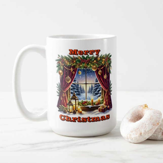 Taza De Café La magia del invierno a través del vidrio (Con donut)