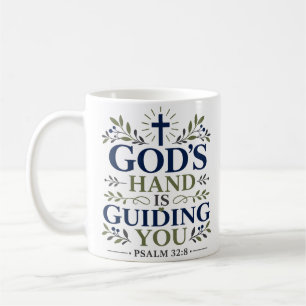 Taza De Café La mano de Dios te guía. Cita de esperanza cristia