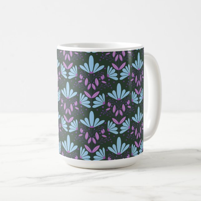 Taza De Café La margarita azul y púrpura sueña con la mugre flo (Anverso derecho)