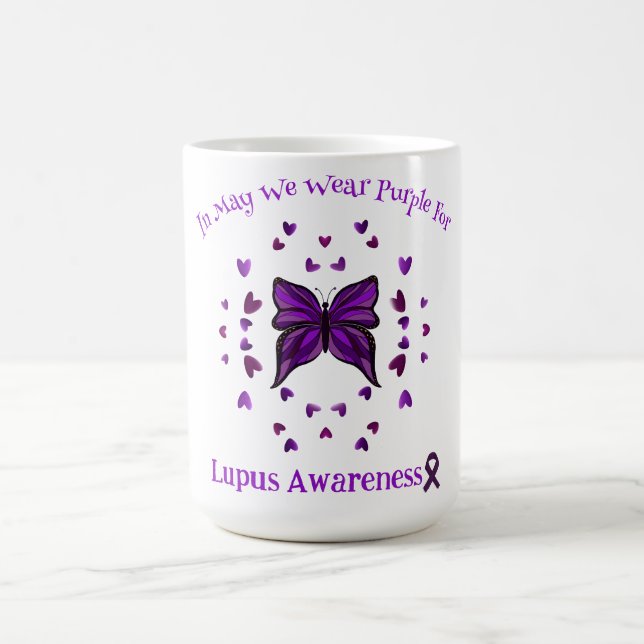 Taza De Café La mariposa morada Lupus Awareness Purple Ribbon p (Centro)
