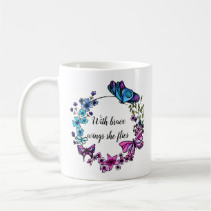 Taza De Café La mariposa y las flores enrruellan nombre de la
