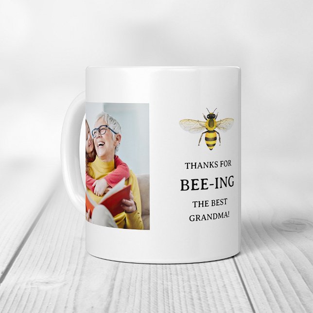 Taza De Café La mejor abuela | Abeja simple y fotos (Subido por el creador)