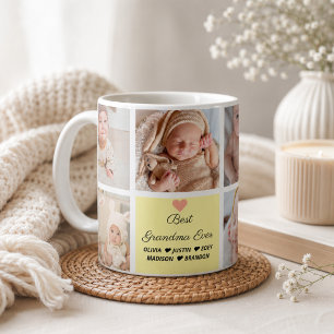 Taza De Café La mejor abuela del mundo Colage de 8 fotos