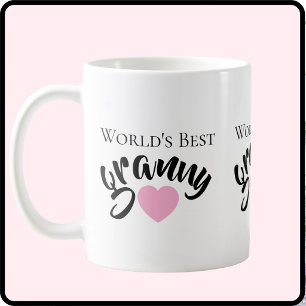 Taza De Café La Mejor Abuela del Mundo Corazón Dulce Blanco Ele