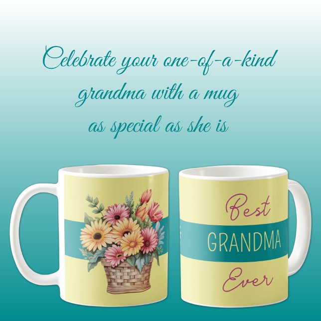 Taza De Café La mejor abuela jamás gerbera flores amarillas (Subido por el creador)